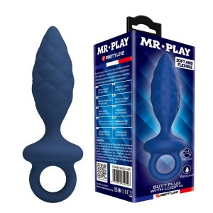 MR PLAY - PLUG ANAL TEXTURIZADO COM ANEL AZUL M